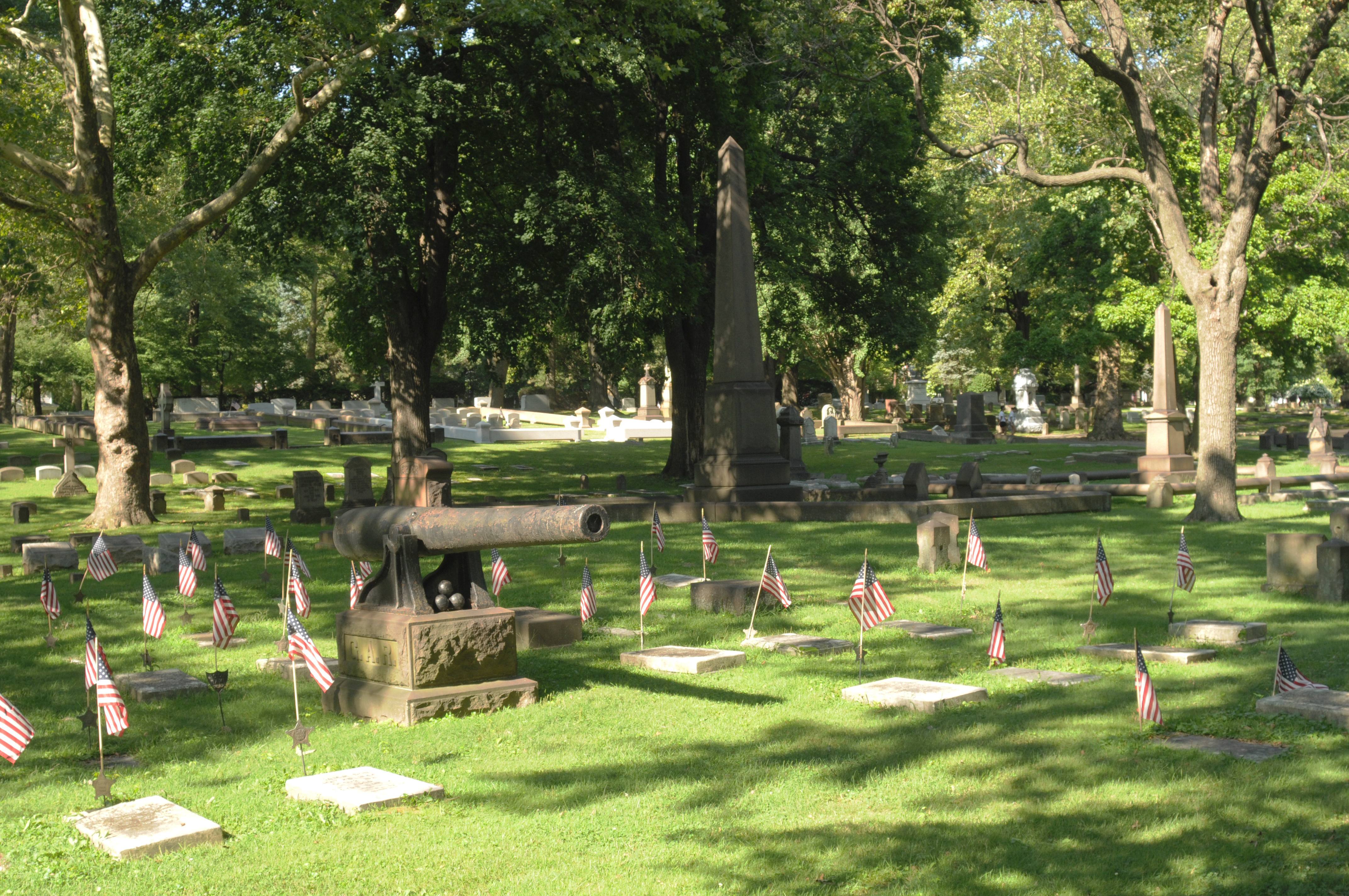 Historic cannon on the grounds of Nisky Hill Cemetery