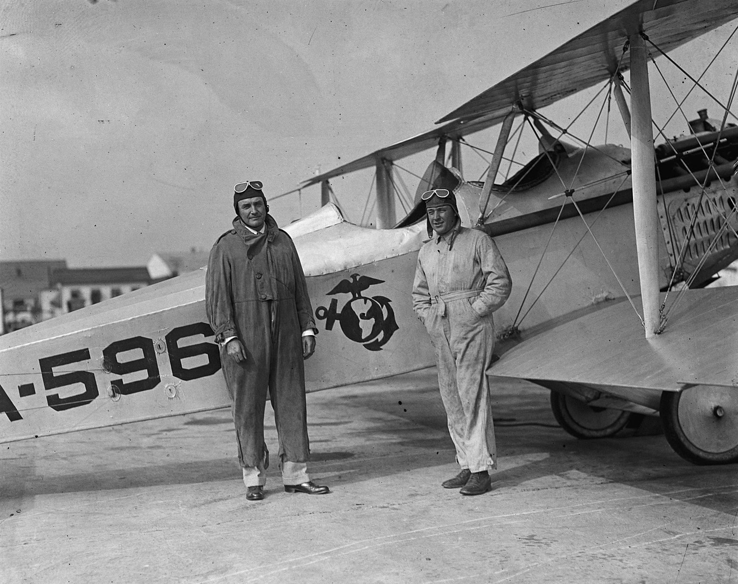 Coyle with USMC officer and VE-7 plane (1925)